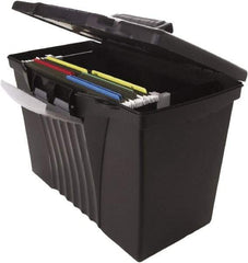 Storex - 1 Compartment, 14-1/2" Wide x 12" High x 10-1/2" Deep, File Storage Boxes - Plastic, Black - Industrial Tool & Supply