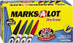Marks-A-Lot - Assorted Colors, Pen Style, Bullet Tip, 24 Set Dry Erase Markers - For Use with Dry Erase Marker Boards - Industrial Tool & Supply