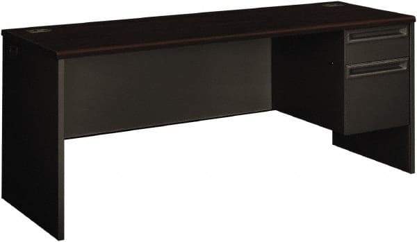 Hon - 72" Long x 29-1/2" High x 24" Deep, 2 Drawer Credenza - Mahogany/Charcoal (Color), Steel-Reinforced High-Pressure Laminate/Metal - Industrial Tool & Supply