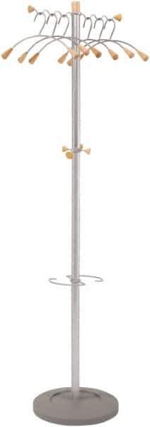 Alba - 4 Hooks, 18-7/8" Long x 14" Deep, Steel & Wood Floor Rack - 68-1/2" High - Industrial Tool & Supply