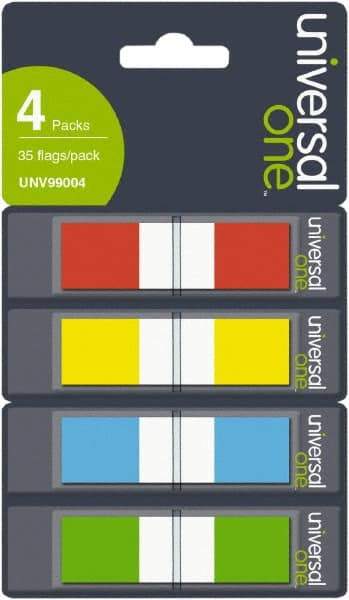 Universal One - Self-Stick Page Flags Style: Flag Color: Orange; Red; Blue; Yellow; Green - Industrial Tool & Supply