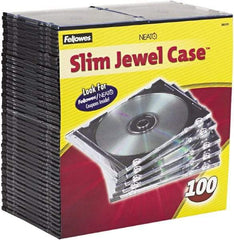 FELLOWES - 1 Compartment, 5-5/8" Wide x 4-15/16" High x 3/16" Deep, CD Case - Plastic, Clear/Black - Industrial Tool & Supply