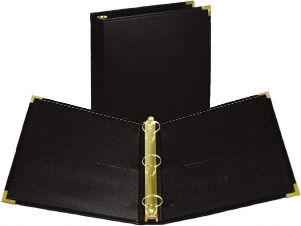 Samsill - 350 Sheet Capacity, 11 x 8-1/2", Non-View Ring Binder - Vinyl, Black - Industrial Tool & Supply