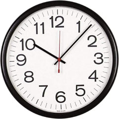 UNIVERSAL - White Face, Dial Wall Clock - Analog Display, Black Case, Runs on AA Battery - Industrial Tool & Supply