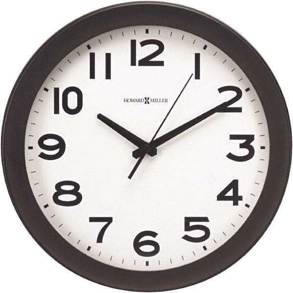 Howard Miller - White Face, Dial Wall Clock - Analog Display, Black Case, Runs on AA Battery - Industrial Tool & Supply