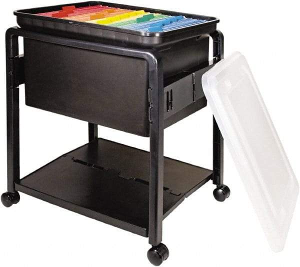 ADVANTUS - 14-1/2" Wide x 21-3/4" High x 18-1/2" Deep, 1 Drawer Mobile Pedestal - Plastic, Black & Clear - Industrial Tool & Supply