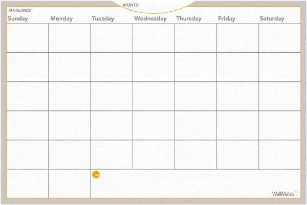 AT-A-GLANCE - 36 Sheet, 36 x 24", Monthly Planning Surface - Gray, White & Orange - Industrial Tool & Supply