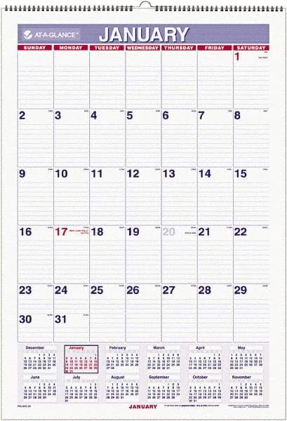 AT-A-GLANCE - 6 Sheet, 15-1/2 x 22-3/4", Ruled Blocks Wall Calendar - White - Industrial Tool & Supply