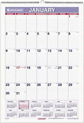 AT-A-GLANCE - 6 Sheet, 15-1/2 x 22-3/4", Ruled Blocks Wall Calendar - White - Industrial Tool & Supply