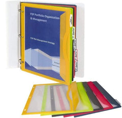 C-LINE - 9-11/16 x 11-3/16" 5 Tabs, 3-Hole Punched, Binder Pockets Divider - Multicolor Tabs, Amber/Orange, Charcoal Gray, Lime Green, Raspberry, Steel Blue Folder - Industrial Tool & Supply