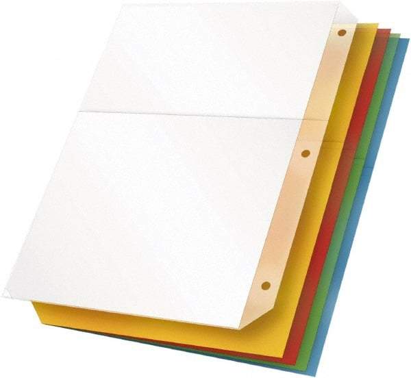 Cardinal - 11 x 8 1/2" 5 Tabs, 3-Hole Punched, Binder Pockets Divider - Multicolor Tabs, Blue, Clear, Green, Orange, Yellow Folder - Industrial Tool & Supply