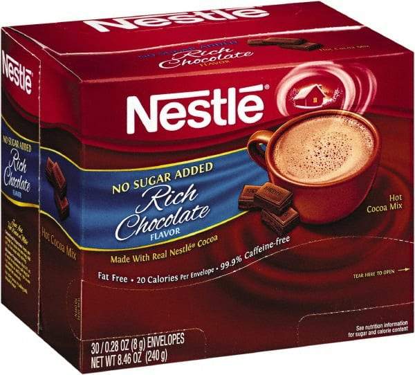Nestle - No-Sugar-Added Hot Cocoa Mix Envelopes, Rich Chocolate, 0.28 oz Packet, 30/Box - Industrial Tool & Supply