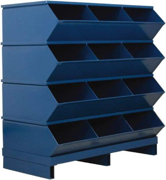 Stackbin - 4 Bin, Shelving Unit with Openings & Base - 37" Wide x 38" High - Industrial Tool & Supply