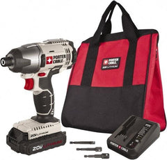 Porter-Cable - 20 Volt, 1/4" Drive, 1,450 In/Lb Torque, Cordless Impact Driver - Mid-Handle, 3000 RPM, 1 Battery Included - Industrial Tool & Supply