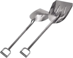 SANI-LAV - 15-1/2" High x 11-1/2" Wide Round Steel Shovel - 24-1/2" Long Steel D-Grip Handle, No Step - Industrial Tool & Supply