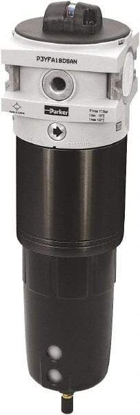 Parker - 1" Port Coalescing Filter - Polypropylene Bowl, Automatic Drain, 254 Max psi, 0.01 Micron Rating, 3-1/2" Wide - Industrial Tool & Supply