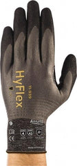 Ansell - Size L (9), ANSI Cut Lvl A2, Abrasion Lvl 4, Nitrile/Polyurethane Coated HPPE Fiber Cut Resistant Gloves - 9.6063" Long, Fully Coated Coated, Spandex & Dyneema/Nylon Lining, Knit Wrist, Gray/Black, Paired - Industrial Tool & Supply