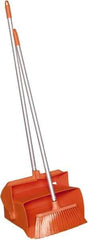 Remco - 14" Wide x 7-1/8" Deep x 47-1/2" High Upright Dustpan with Broom - Plastic Body, 37" Aluminum Handle, Orange - Industrial Tool & Supply