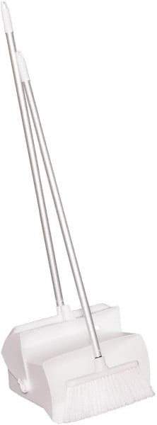 Remco - 14" Wide x 7-1/8" Deep x 47-1/2" High Upright Dustpan with Broom - Plastic Body, 37" Aluminum Handle, White - Industrial Tool & Supply