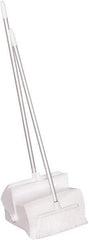 Remco - 14" Wide x 7-1/8" Deep x 47-1/2" High Upright Dustpan with Broom - Plastic Body, 37" Aluminum Handle, White - Industrial Tool & Supply