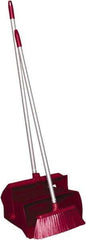 Remco - 14" Wide x 7-1/8" Deep x 47-1/2" High Upright Dustpan with Broom - Plastic Body, 37" Aluminum Handle, Red - Industrial Tool & Supply