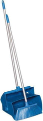 Remco - 14" Wide x 7-1/8" Deep x 47-1/2" High Upright Dustpan with Broom - Plastic Body, 37" Aluminum Handle, Blue - Industrial Tool & Supply