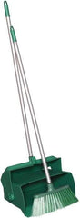Remco - 14" Wide x 7-1/8" Deep x 47-1/2" High Upright Dustpan with Broom - Plastic Body, 37" Aluminum Handle, Green - Industrial Tool & Supply