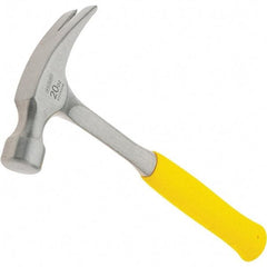 Stanley - 20 oz Head, Curved Claw Hammer - 12.91" OAL, Steel Head, 1.1" Face Diam, Smooth Face, Steel Handle with Grip - Industrial Tool & Supply