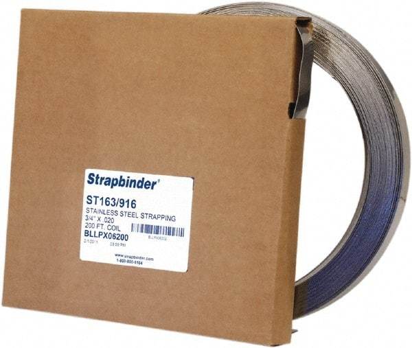 IDEAL TRIDON - Grade 304, Stainless Steel Banding Strap Roll - 1/2" Wide x 0.025" Thick - Industrial Tool & Supply