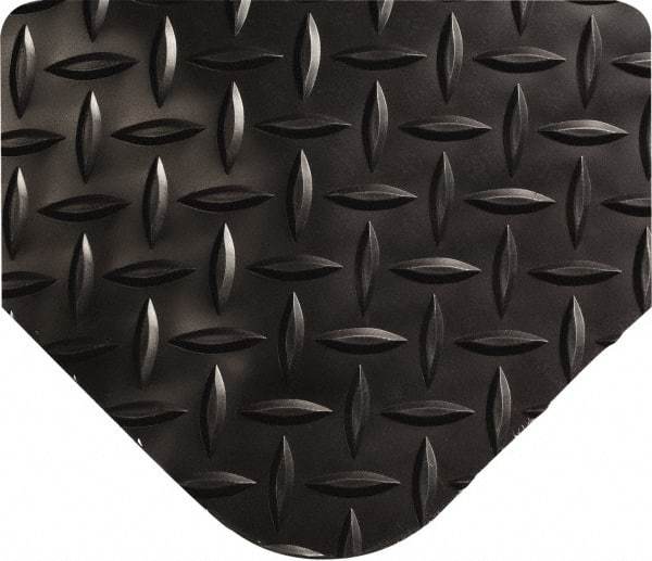 Wearwell - 10' Long x 3' Wide, Dry Environment, Anti-Fatigue Matting - Black, Vinyl with Urethane Sponge Base, Beveled on All 4 Sides - Industrial Tool & Supply