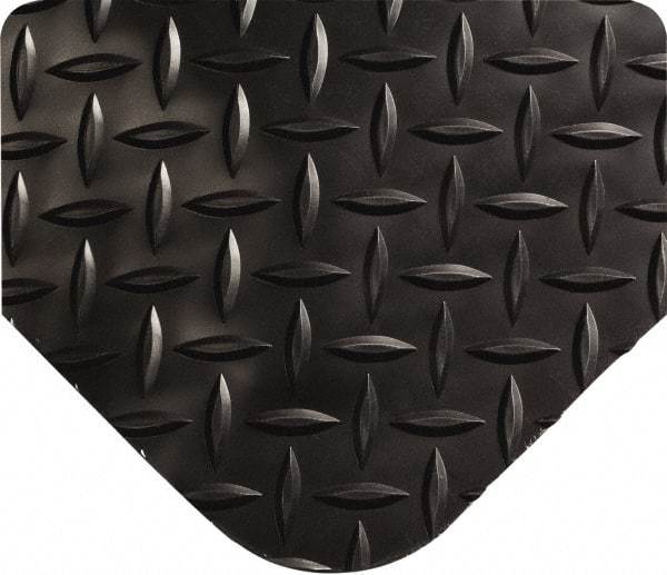 Wearwell - 8' Long x 3' Wide, Dry Environment, Anti-Fatigue Matting - Black, Vinyl with Vinyl Sponge Base, Beveled on All 4 Sides - Industrial Tool & Supply