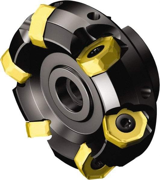 Sandvik Coromant - 7 Inserts, 2.4803" Cutter Diam, 0.1102" Max Depth of Cut, Indexable High-Feed Face Mill - 22mm Arbor Hole Diam, Series CoroMill 745 - Industrial Tool & Supply