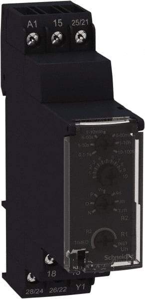 Schneider Electric - 4 Pin, 100 hr Delay, Multiple Range DPDT Time Delay Relay - 8 Contact Amp, 250 Volt, On Board Trimpot - Industrial Tool & Supply
