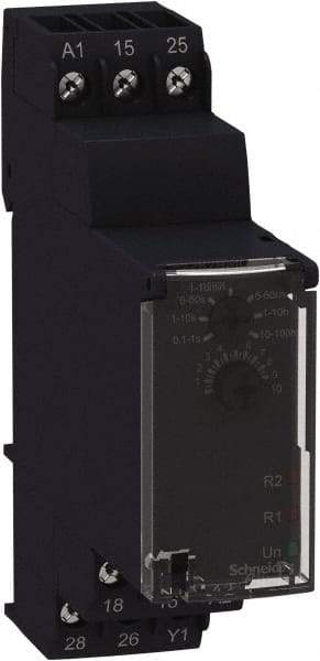 Schneider Electric - 4 Pin, 100 hr Delay, Multiple Range DPDT Time Delay Relay - 8 Contact Amp, 250 Volt, On Board Trimpot - Industrial Tool & Supply