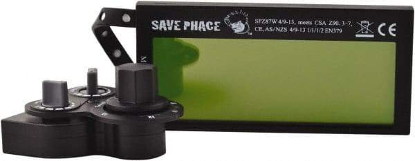 Save Phace - 3.74" Wide x 1.38" High, Lens Shade 4/9 to 13, Polycarbonate Auto-Darkening Filter - 1/4" Thick, Green, Inside Mount - Industrial Tool & Supply