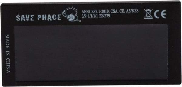 Save Phace - 3.74" Wide x 1.42" High, Lens Shade 3 to 9, Polycarbonate Auto-Darkening Filter - 1/4" Thick, Green, Inside Mount - Industrial Tool & Supply
