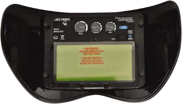 Save Phace - 3.82" Wide x 1.85" High, Lens Shade 4/9 to 13, Polycarbonate Auto-Darkening Filter - 1/4" Thick, Green, Inside Mount - Industrial Tool & Supply