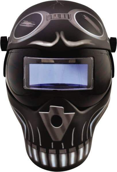 Save Phace - 4-1/4" Window Width x 2" Window Height, 4, 9 to 13 Shade Auto-Darkening Lens, Fixed Front Welding Helmet - Black/White, Nylon Green Lens - Industrial Tool & Supply