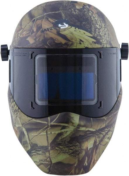 Save Phace - 3.82" Window Width x 1.85" Window Height, 4, 9 to 13 Shade Auto-Darkening Lens, Fixed Front Welding Helmet - Camouflage, Nylon Green Lens - Industrial Tool & Supply