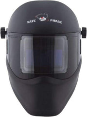 Save Phace - 3.82" Window Width x 1.85" Window Height, 4, 9 to 13 Shade Auto-Darkening Lens, Fixed Front Welding Helmet - Black, Nylon Green Lens - Industrial Tool & Supply