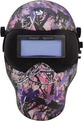 Save Phace - 4-1/4" Window Width x 2" Window Height, 4, 9 to 13 Shade Auto-Darkening Lens, Fixed Front Welding Helmet - Multi-Color, Nylon Green Lens - Industrial Tool & Supply