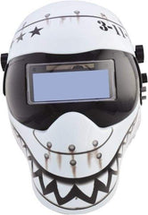 Save Phace - 4-1/4" Window Width x 2" Window Height, 4, 9 to 13 Shade Auto-Darkening Lens, Fixed Front Welding Helmet - Black/White, Nylon Green Lens - Industrial Tool & Supply