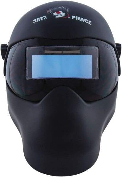 Save Phace - 3.62" Window Width x 1.42" Window Height, 3 to 10 Shade Auto-Darkening Lens, Fixed Front Welding Helmet - Black, Nylon Green Lens - Industrial Tool & Supply