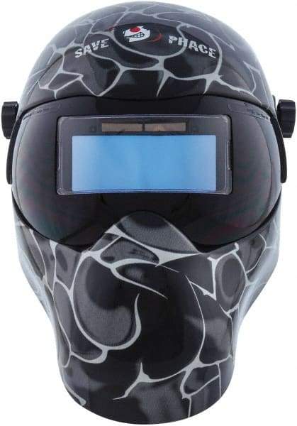 Save Phace - 3.62" Window Width x 1.42" Window Height, 3 to 10 Shade Auto-Darkening Lens, Fixed Front Welding Helmet - Black/Gray, Nylon Green Lens - Industrial Tool & Supply