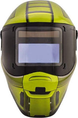 Save Phace - 4.33" Window Width x 3.54" Window Height, 3 to 10 Shade Auto-Darkening Lens, Fixed Front Welding Helmet - Green/Black, Nylon Green Lens - Industrial Tool & Supply