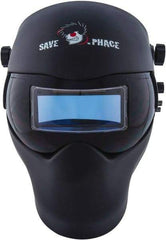 Save Phace - 3.74" Window Width x 1.38" Window Height, 4, 9 to 13 Shade Auto-Darkening Lens, Fixed Front Welding Helmet - Black, Nylon Green Lens - Industrial Tool & Supply