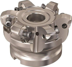 Seco - 6 Inserts, 48.8mm Cutter Diam, 1.8mm Max Depth of Cut, Indexable High-Feed Face Mill - 3/4" Arbor Hole Diam, 8.15mm Keyway Width, 40mm High, R220.21 Toolholder, 218.21-230 Inserts, Series High Feed 6 - Industrial Tool & Supply