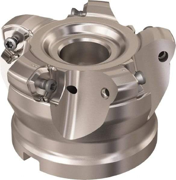 Seco - 5 Inserts, 61.7mm Cutter Diam, 1.8mm Max Depth of Cut, Indexable High-Feed Face Mill - 1" Arbor Hole Diam, 9.7mm Keyway Width, 50mm High, R220.21 Toolholder, 218.21-230 Inserts, Series High Feed 6 - Industrial Tool & Supply