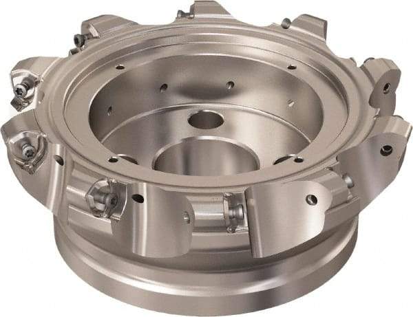 Seco - 10 Inserts, 145.2mm Cutter Diam, 1.8mm Max Depth of Cut, Indexable High-Feed Face Mill - 40mm Arbor Hole Diam, 16.4mm Keyway Width, 63mm High, R220.21 Toolholder, 218.21-230 Inserts, Series High Feed 6 - Industrial Tool & Supply