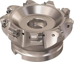 Seco - 9 Inserts, 110.2mm Cutter Diam, 1.8mm Max Depth of Cut, Indexable High-Feed Face Mill - 40mm Arbor Hole Diam, 16.4mm Keyway Width, 63mm High, R220.21 Toolholder, 218.21-230 Inserts, Series High Feed 6 - Industrial Tool & Supply